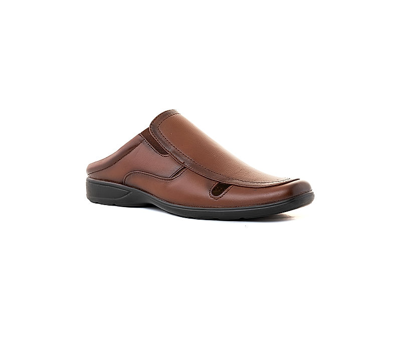 KHADIM Lazard Brown Leather Mule Slip On Sandal for Men (2593163)