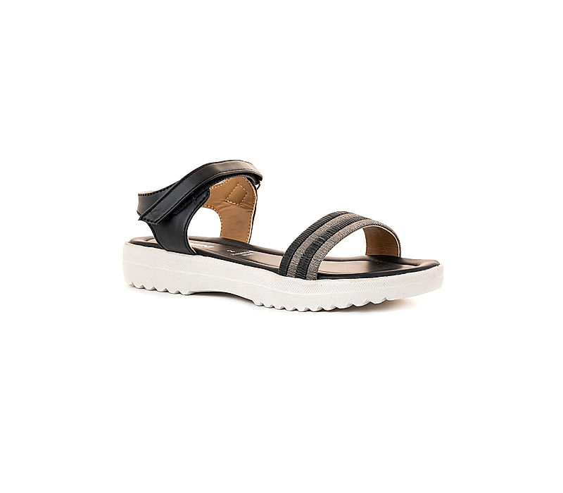 KHADIM Adrianna Black Flat Platform Sandal for Girls - 4.5-12 yrs (2746286)
