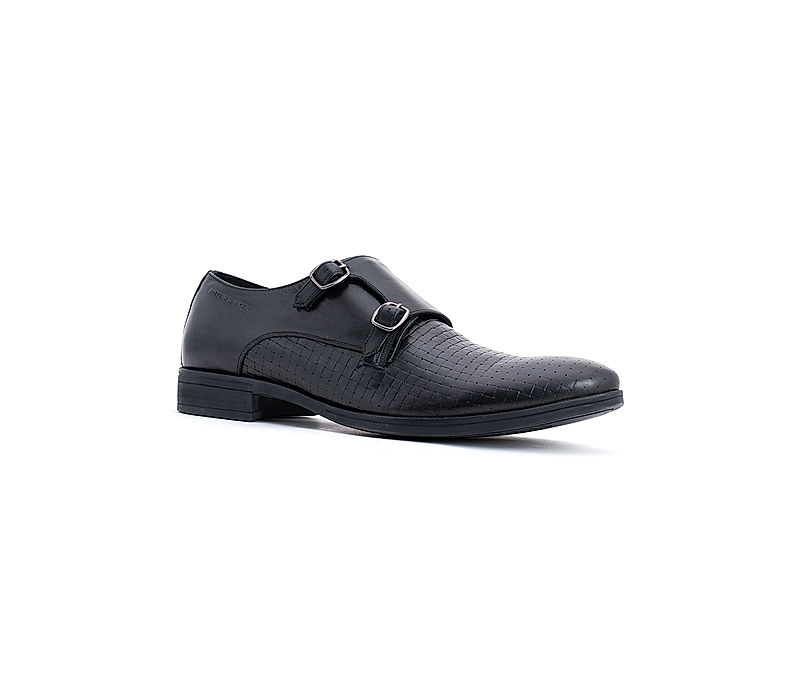 KHADIM British Walkers Black Leather Formal Monk Shoe for Men (5800226)