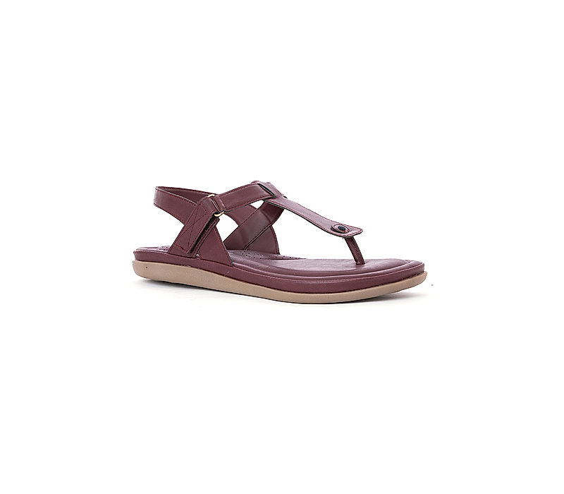 KHADIM Softouch Burgundy Flat Sandal for Women (4990105)