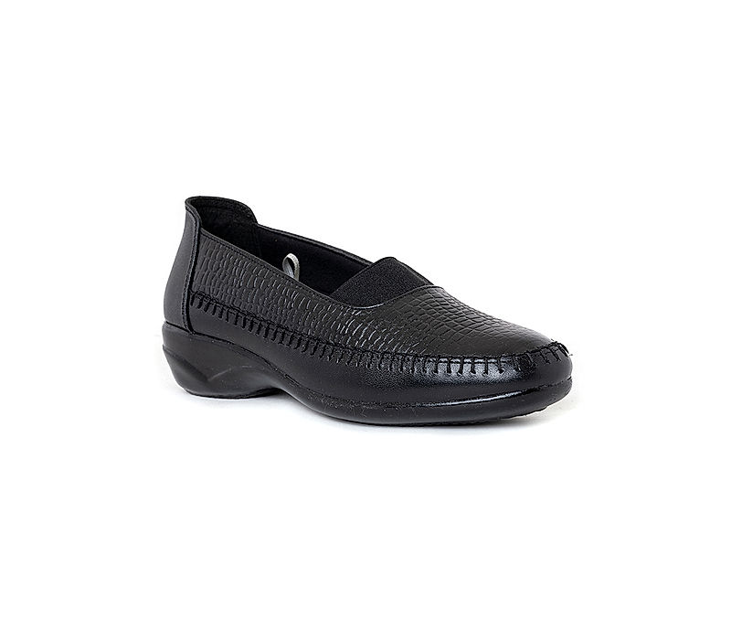 KHADIM Black Leather Loafers Casual Shoe for Women (2593276)