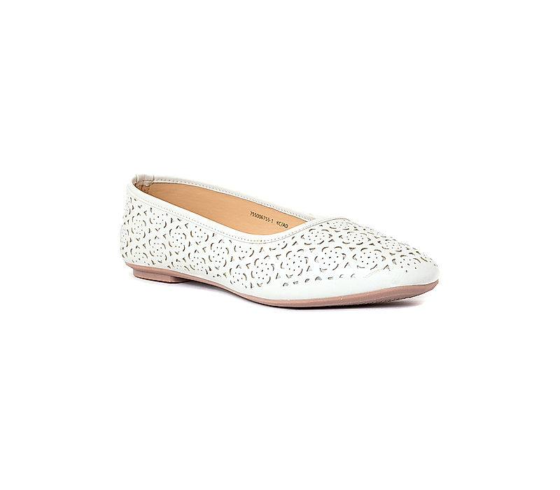 KHADIM Cleo White Ballerina Casual Shoe for Women (7550061)