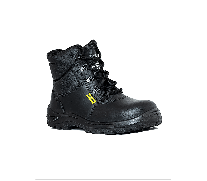 KHADIM Black Leather Industrial Labour Safety Shoe for Men (2892536)