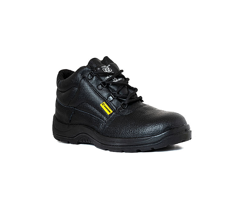 KHADIM Black Leather Industrial Labour Safety Shoe for Men (2892546)