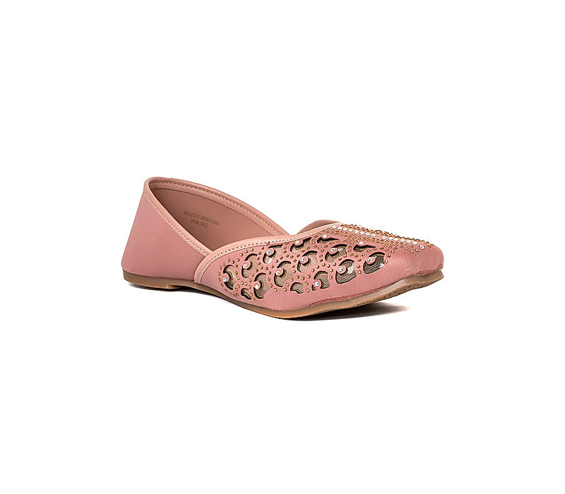 KHADIM Pink Nagra Jutti Ethnic Shoe for Women (6020335)