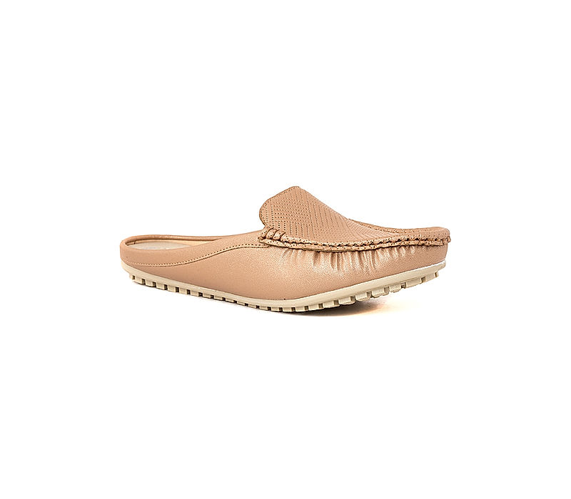KHADIM Cleo Rose Gold Flat Loafer Mule Slip On Sandal for Women (2753145)