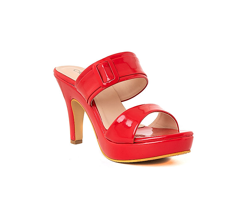 KHADIM Cleo Red High Heel Cone Slip On Sandal for Women (2783745)