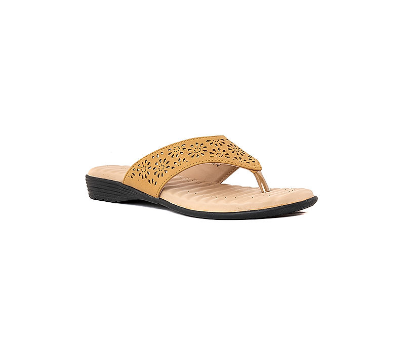 KHADIM Softouch Buff Yellow Flat Slip On Sandal for Women (3453438)