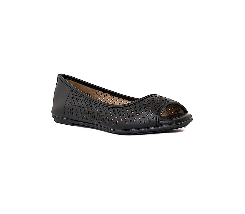 KHADIM Black Peep-toe Ballerina Casual Shoe for Women (6537846)