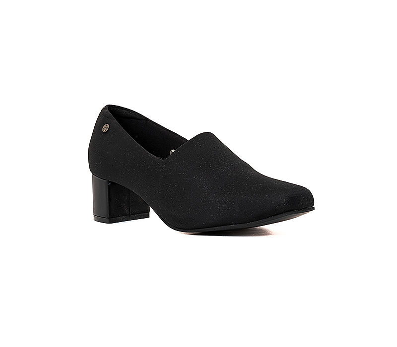 KHADIM Sharon Black Block Heel Slip On Casual Shoe for Women (7200096)