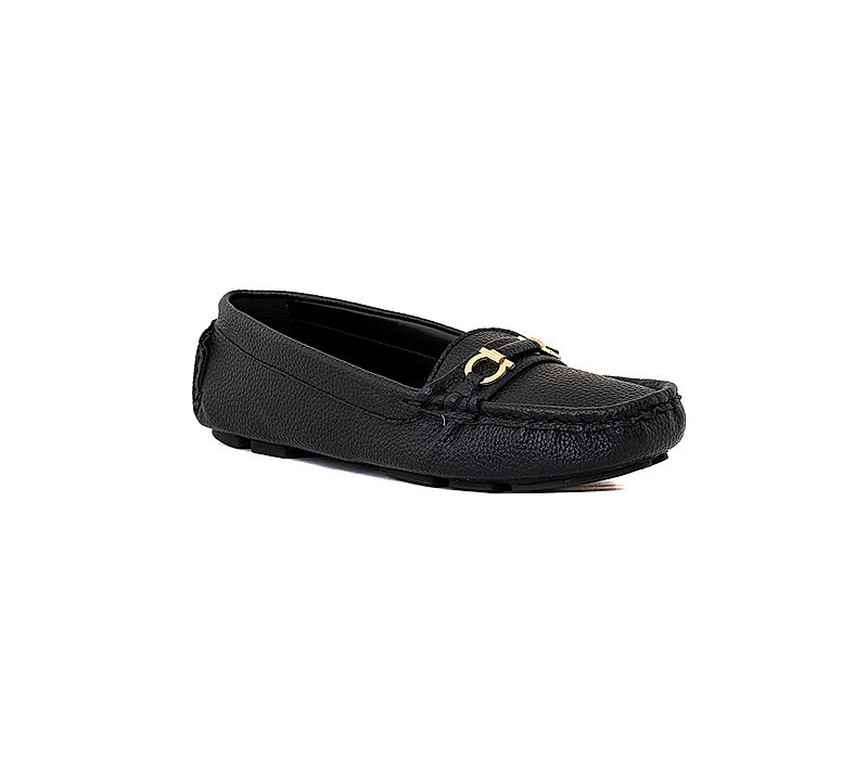 KHADIM Sharon Black Moccasins Casual Shoe for Women (7360026)