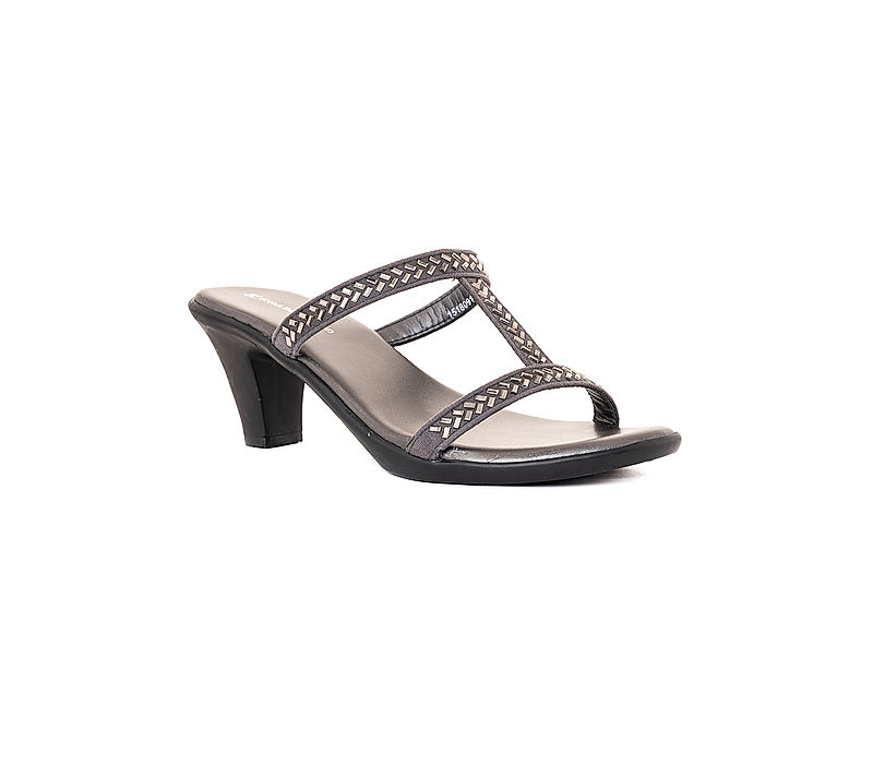 KHADIM Grey Cone Heel Slip On Sandal for Women (1518092)