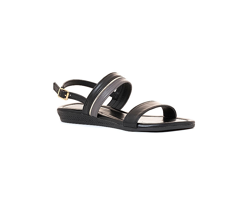 KHADIM Cleo Black Flat Sandal for Women (5730282)
