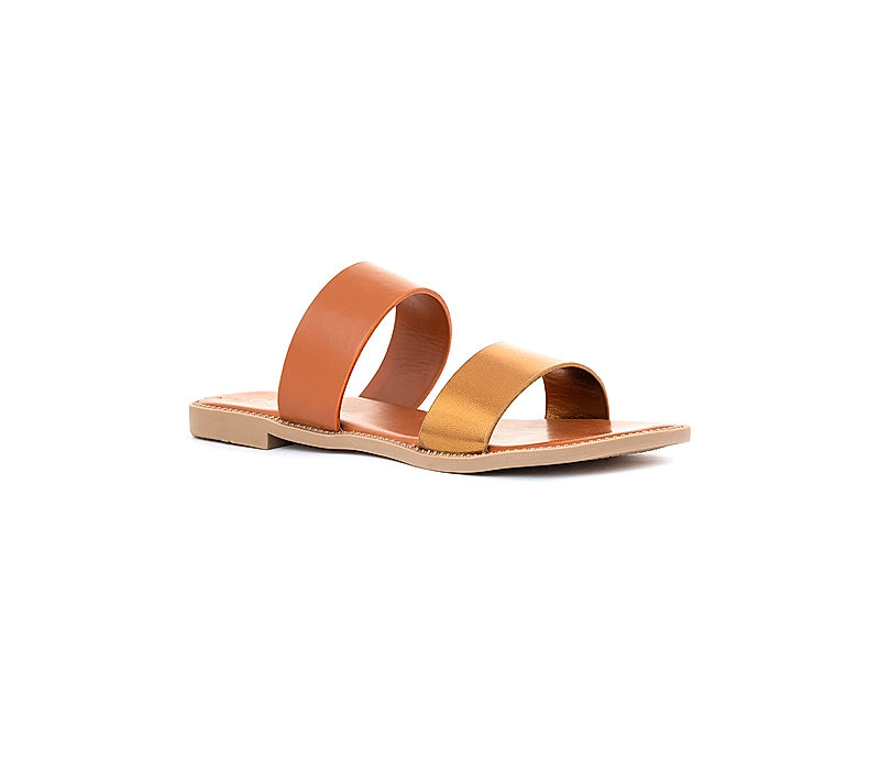 KHADIM Cleo Brown Flat Slip On Sandal for Women (5730293)