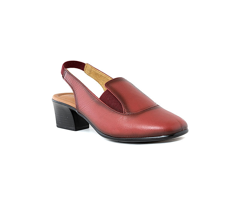 KHADIM Sharon Maroon Block Heel Slingback Loafer Sandal for Women (2661545)