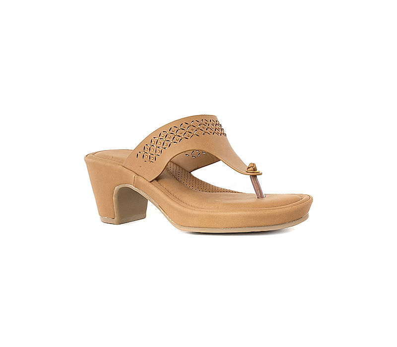 KHADIM Sharon Beige Block Heel Slip On Sandal for Women (7550118)