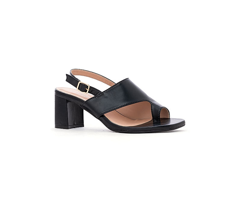 KHADIM Sharon Black High Heel Block Sandal for Women (3232256)