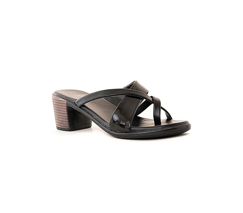 KHADIM Sharon Black Block Heel Slip On Sandal for Women (3453486)