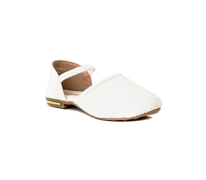 KHADIM Adrianna White Flat D'orsay Sandal for Girls (3603591)