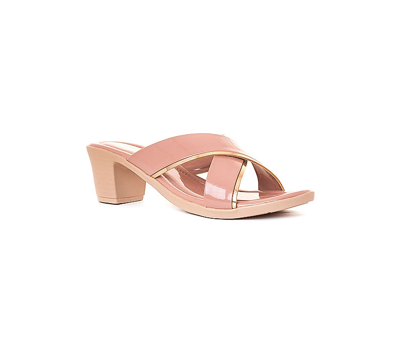 KHADIM Cleo Pink Block Heel Mule Slip On Sandal for Women (6511125)