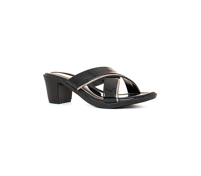 KHADIM Cleo Black Block Heel Mule Slip On Sandal for Women (6511126)