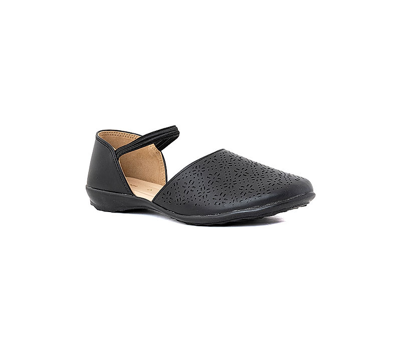 KHADIM Black Flat D'orsay Sandal for Women (6537856)