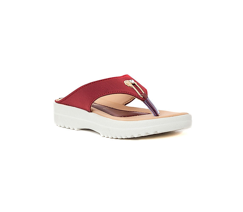 KHADIM Adrianna Maroon Red Flat Slip On Sandal for Girls - 4.5-12 yrs (6537875)