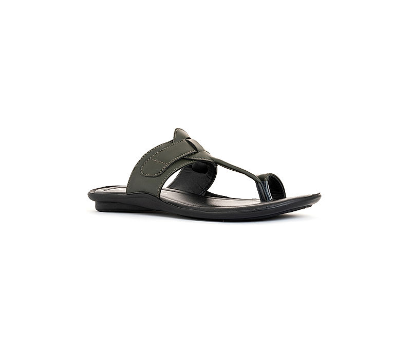 KHADIM Lazard Olive Green Kolhapuri Slip On Ethnic Sandal for Men (6550147)