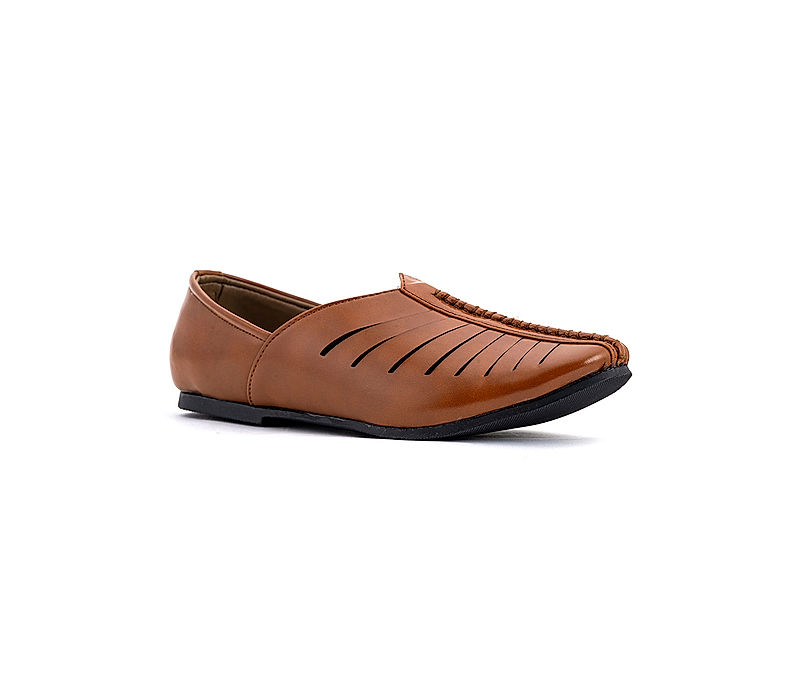 KHADIM Lazard Brown Nagra Jutti Ethnic Shoe for Men (5240133)