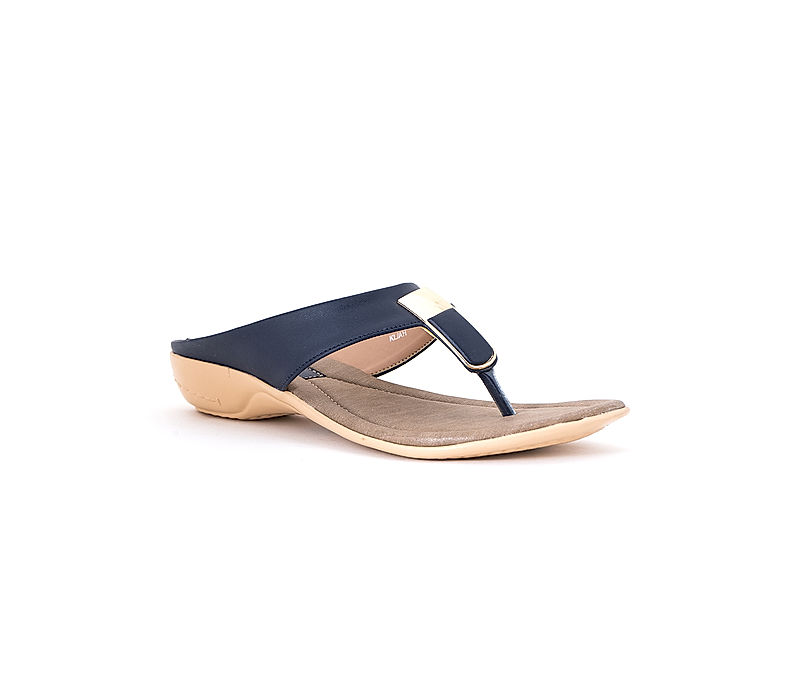KHADIM Navy Blue Heel Slip On Sandal for Women (6510599)