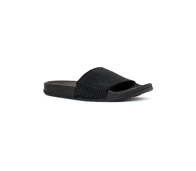 KHADIM Waves Black Casual Mule Slide Slippers for Women (6960066)