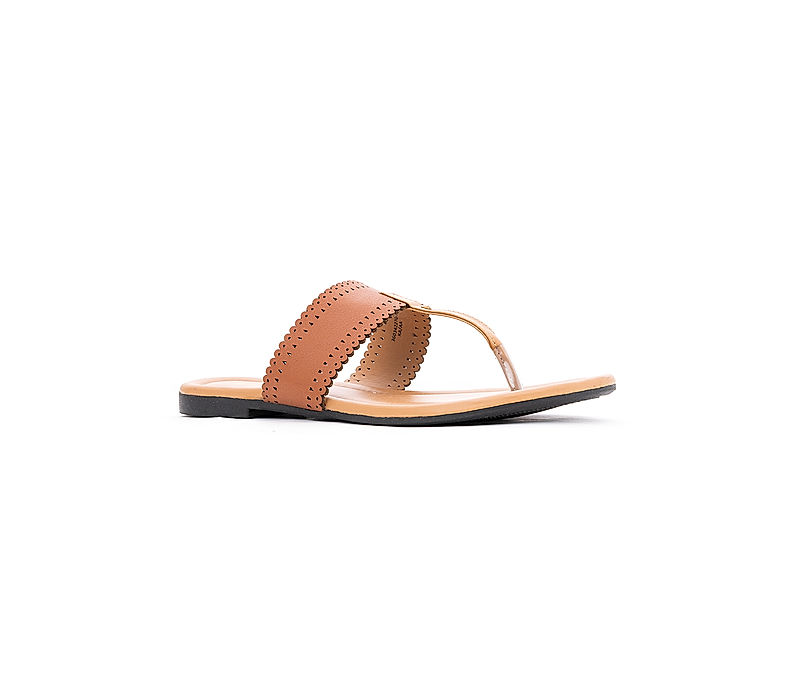 KHADIM Brown Flat Slip On Sandal for Women (3603423)