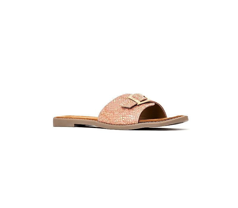 KHADIM Cleo Pink Flat Mule Slide Sandal for Women (5610595)