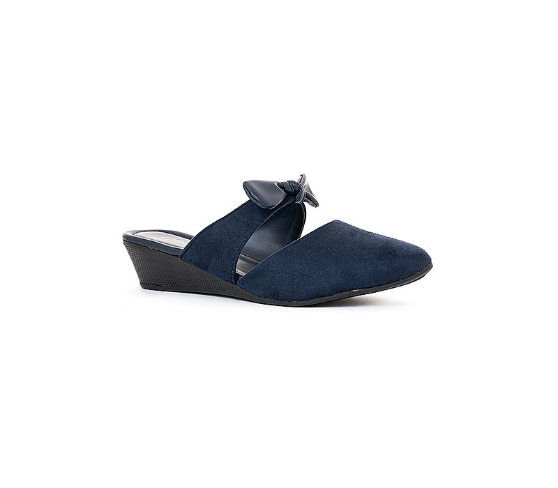 KHADIM Cleo Navy Blue Wedge Heel Mule Slip On Sandal for Women (5161149)