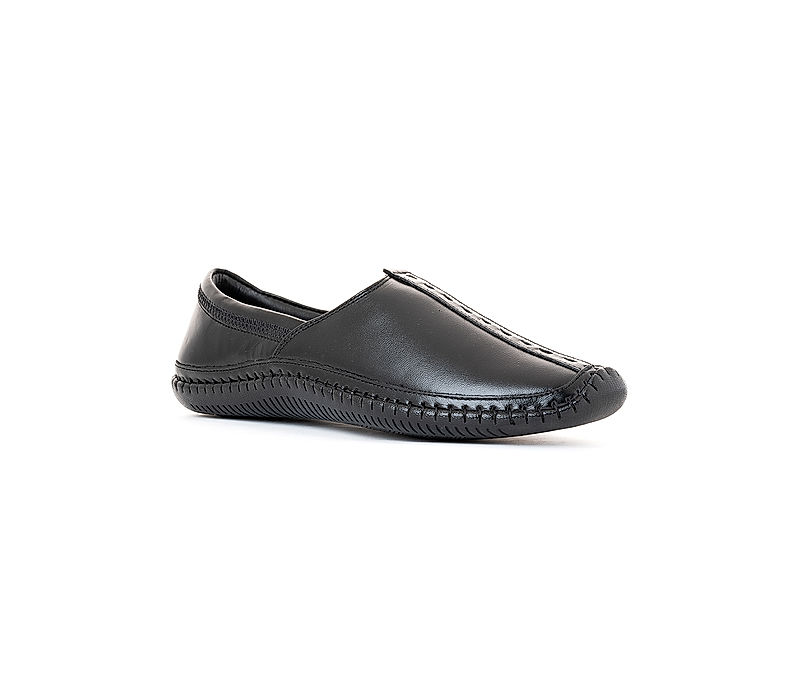 KHADIM Lazard Black Leather Nagra Jutti Ethnic Shoe for Men (6940016)