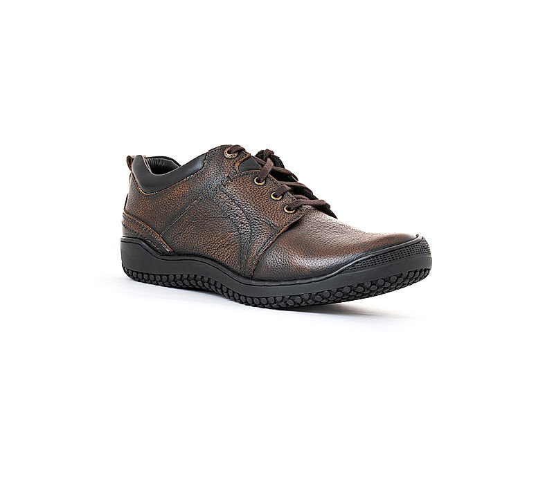 KHADIM Turk Brown Leather Derby Boots for Men (7110014)