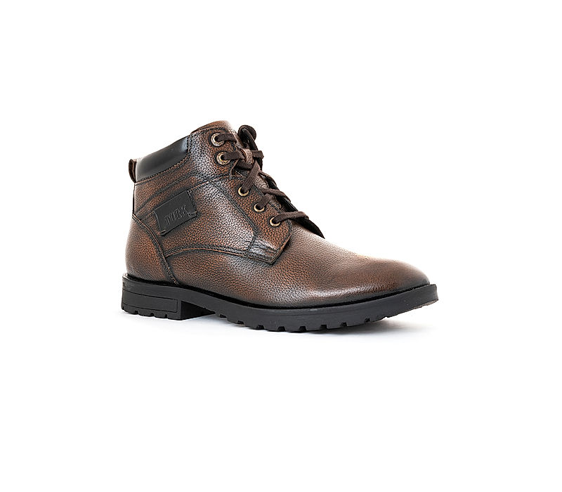 KHADIM Turk Brown Leather Derby Dress Boots for Men (7110034)