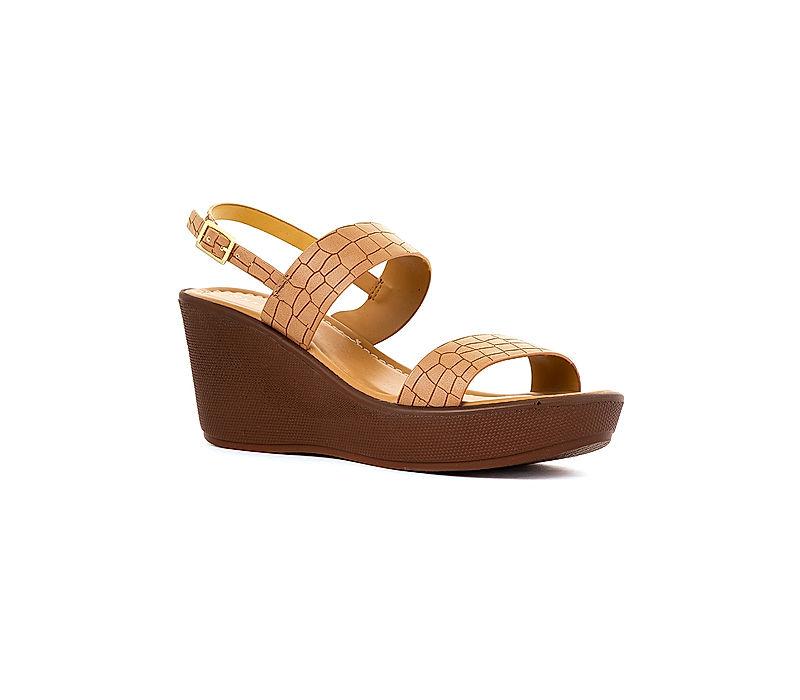 KHADIM Sharon Beige High Heel Wedge Sandal for Women (6550258)