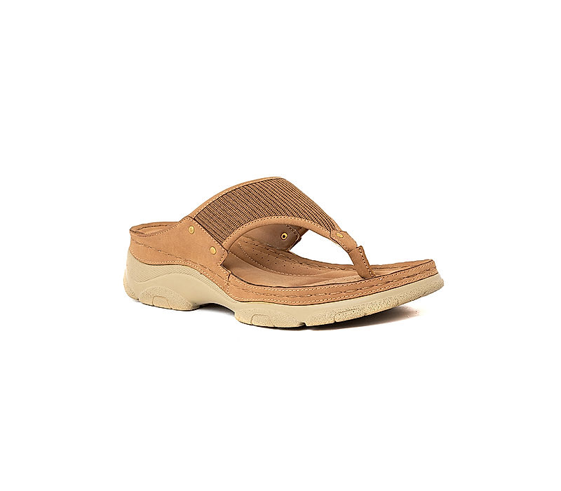 KHADIM Sharon Beige Brown Heel Slip On Sandal for Women (3592515)