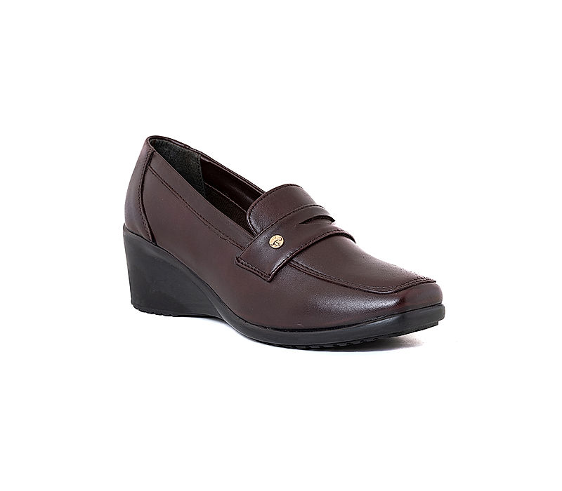 KHADIM Sharon Burgundy Wedge Heel Penny Loafers Formal Shoe for Women (3592565)