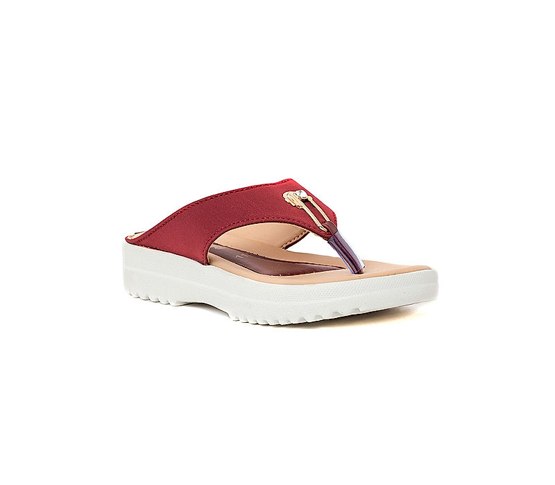 KHADIM Adrianna Maroon Red Flat Slip On Sandal for Girls - 4.5-12 yrs (6537875)