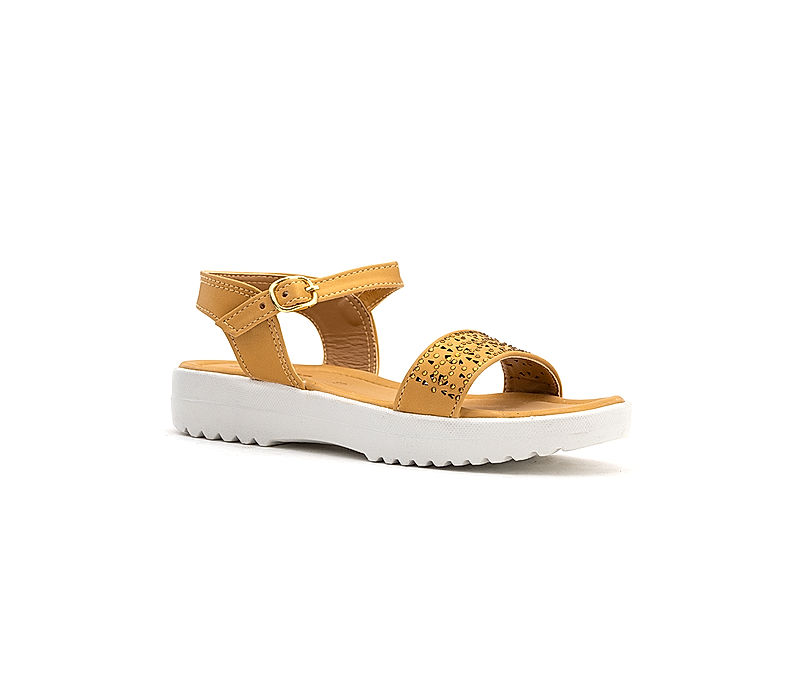 KHADIM Adrianna Gold Flat Platform Sandal for Girls - 4.5-12 yrs (3603418)