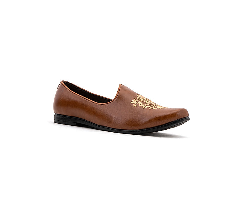 KHADIM Lazard Brown Nagra Jutti Ethnic Shoe for Men (5240633)