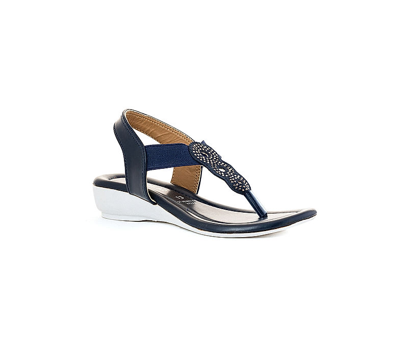 KHADIM Adrianna Navy Blue Wedge Heel Slingback Sandal for Girls - 4.5-12 yrs (2746309)