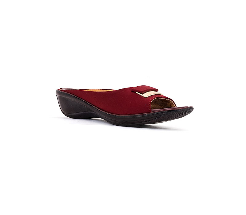 KHADIM Maroon Red Wedge Heel Mule Slip On Sandal for Women (5300275)