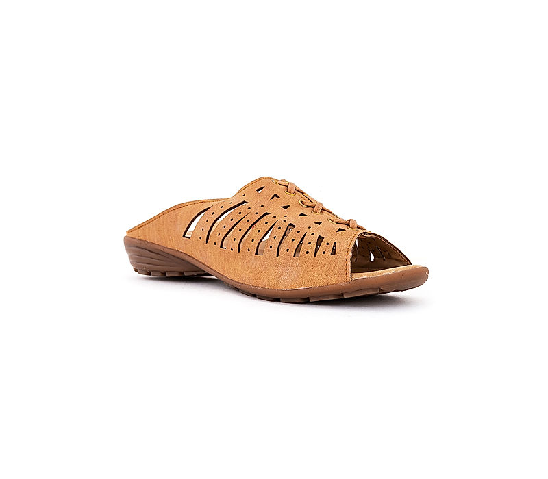 KHADIM Beige Flat Mule Slide Sandal for Women (5942668)