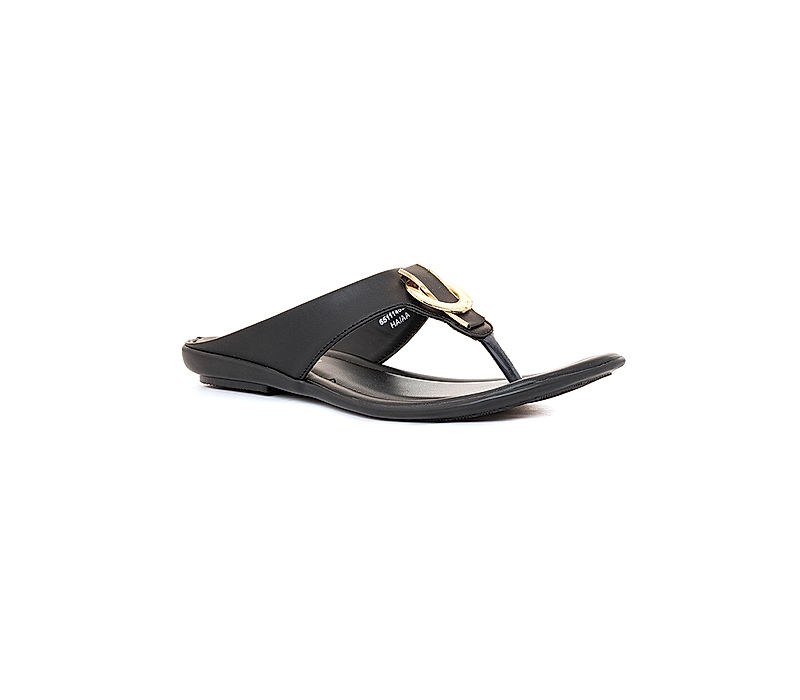 KHADIM Black Flat Slip On Sandal for Women (6511146)