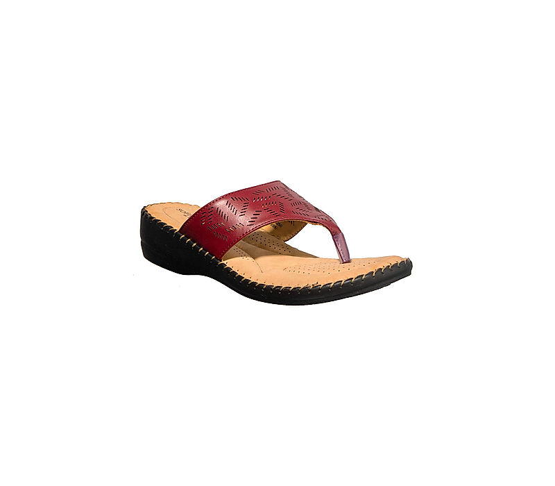 KHADIM Softouch Maroon Red Wedge Heel Slip On Sandal for Women (2304615)