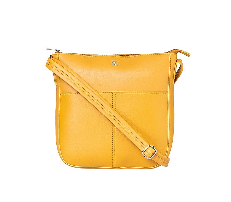 Khadim Yellow Crossbody Saddle Bag for Women (5211308)