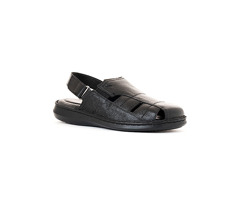 KHADIM British Walkers Black Leather Casual Sandal for Men (5053156)